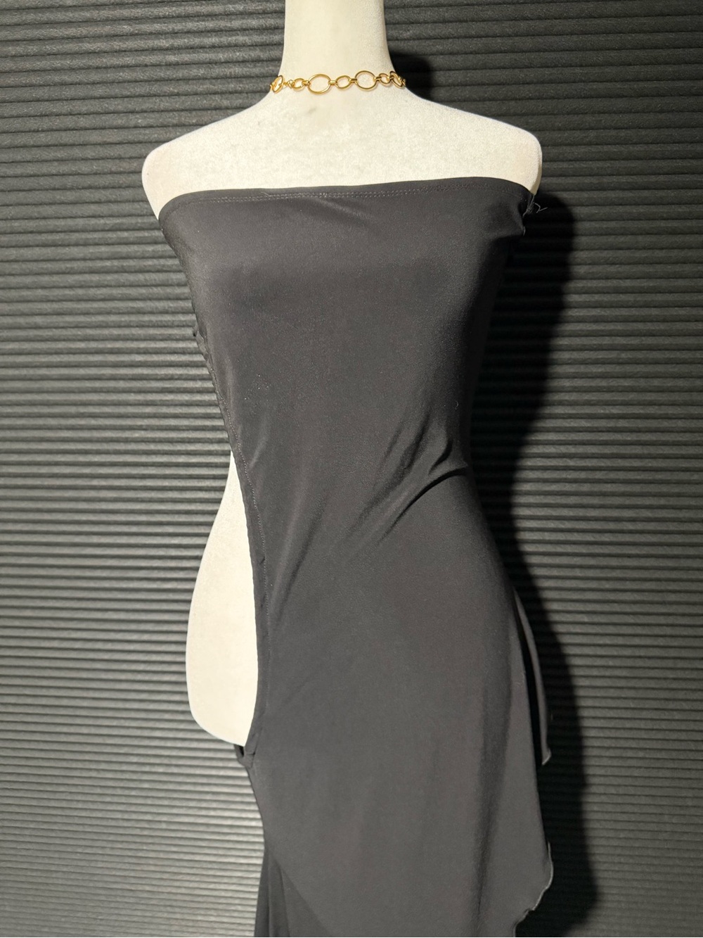 Strapless Black Asymmetrical Cutout Dress